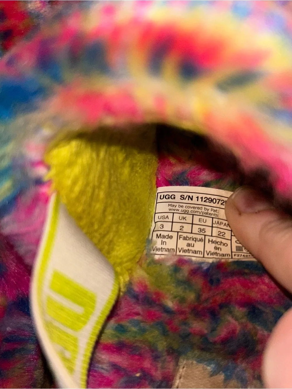 UGG Multicolor Neon Tie-Dye Fuzzy Slide Slippers